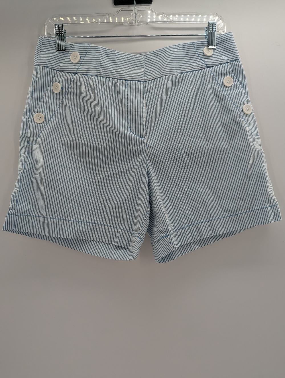 Ann Taylor Loft The Riviera Short Nautical Preppy 6 Stripped White Blue Beachy